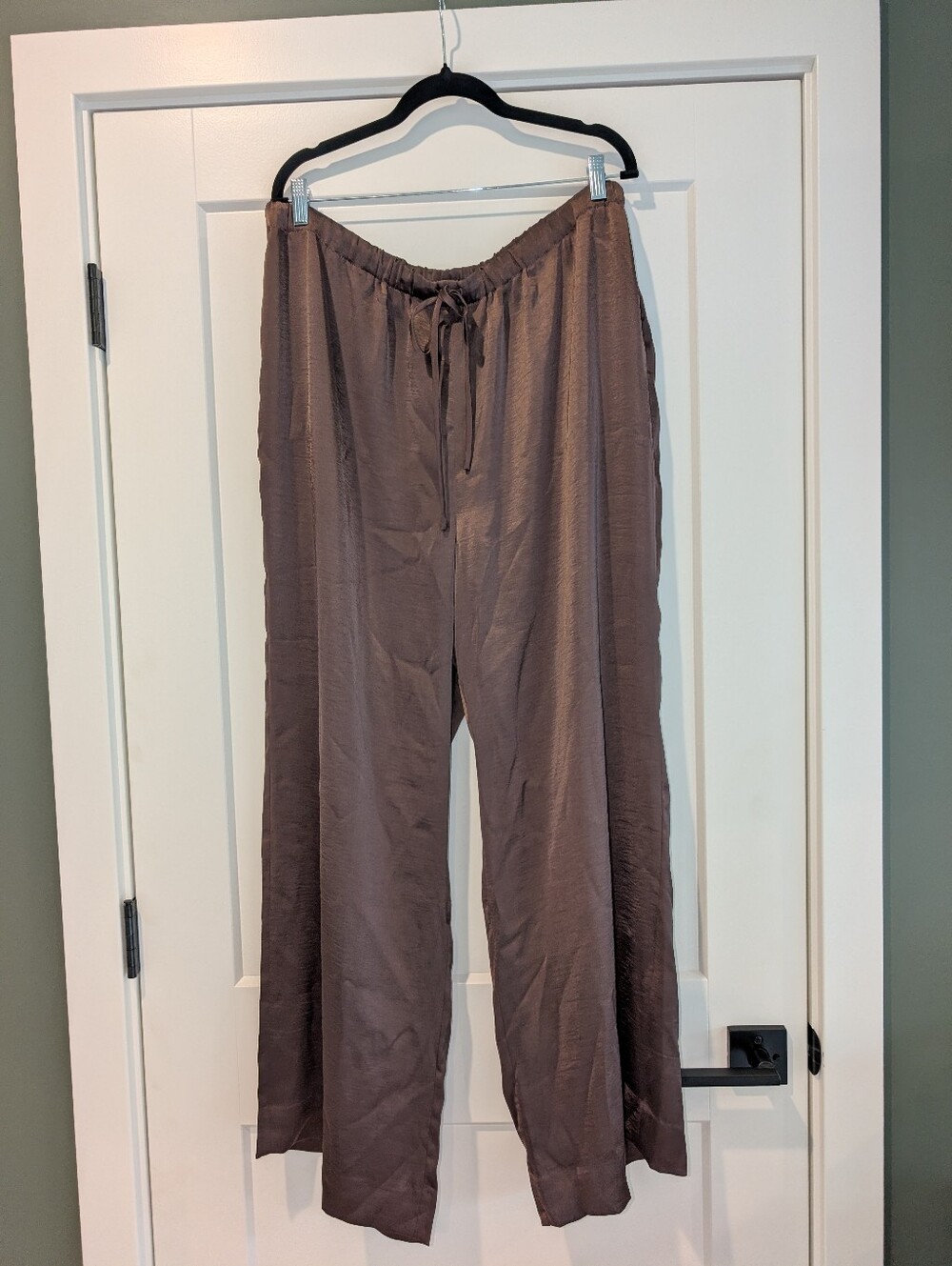 Banana Republic Brown Satin Drawstring Elastic Waist Pants NWT